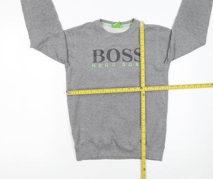Hugo Boss Boys Grey Logo Pullover Sweatshirt 16 Years Regular Fit
