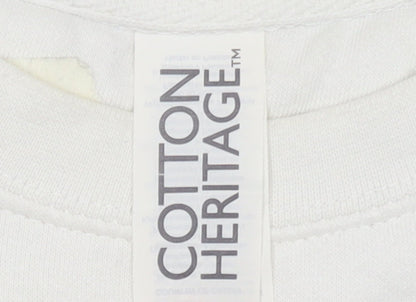 Womens UK Size L Cotton Heritage White Pullover Sweatshirt