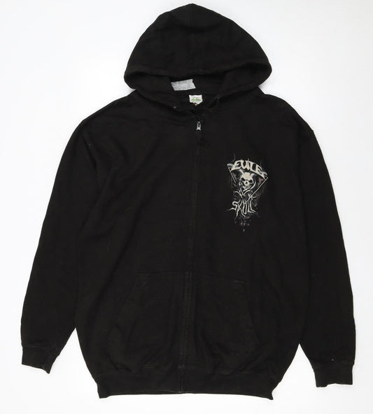 Mens UK Size L Awdis Black Full Zip Hoodie