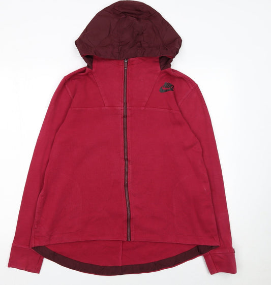 Womens UK Size M Nike Red Full Zip Hoodie