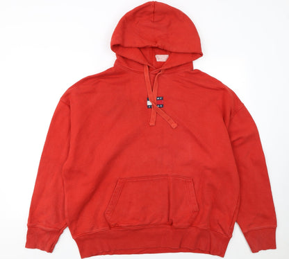 Mens UK Size M Tommy Jeans Red Pullover Hoodie