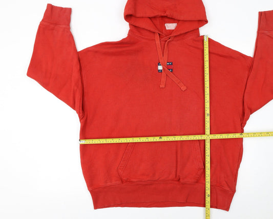 Mens UK Size M Tommy Jeans Red Pullover Hoodie