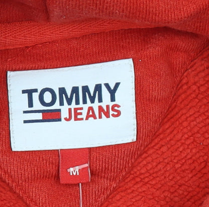 Mens UK Size M Tommy Jeans Red Pullover Hoodie