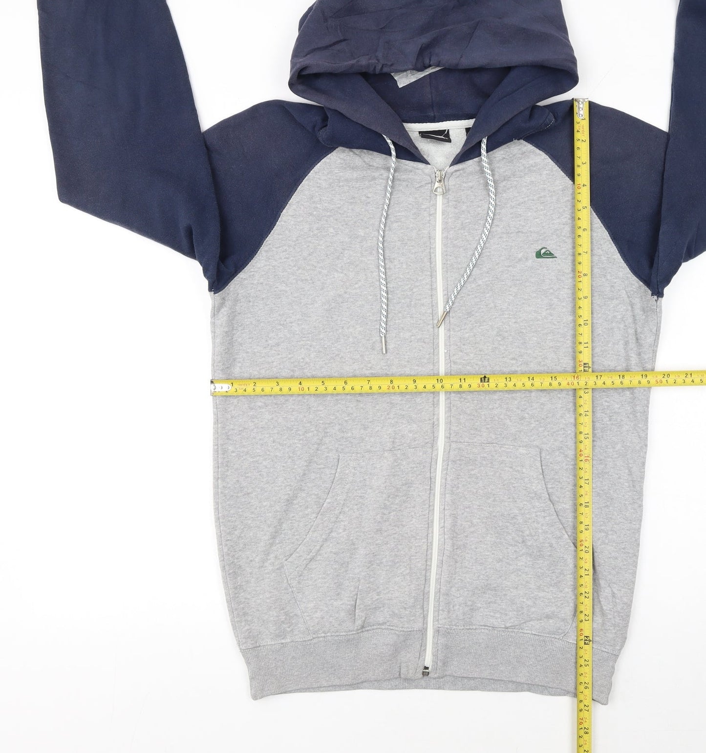 Mens UK Size S Quiksilver Grey Full Zip Hoodie