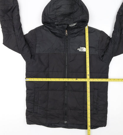 The North Face Boys Black Hooded Puffer Jacket Size L Polyester