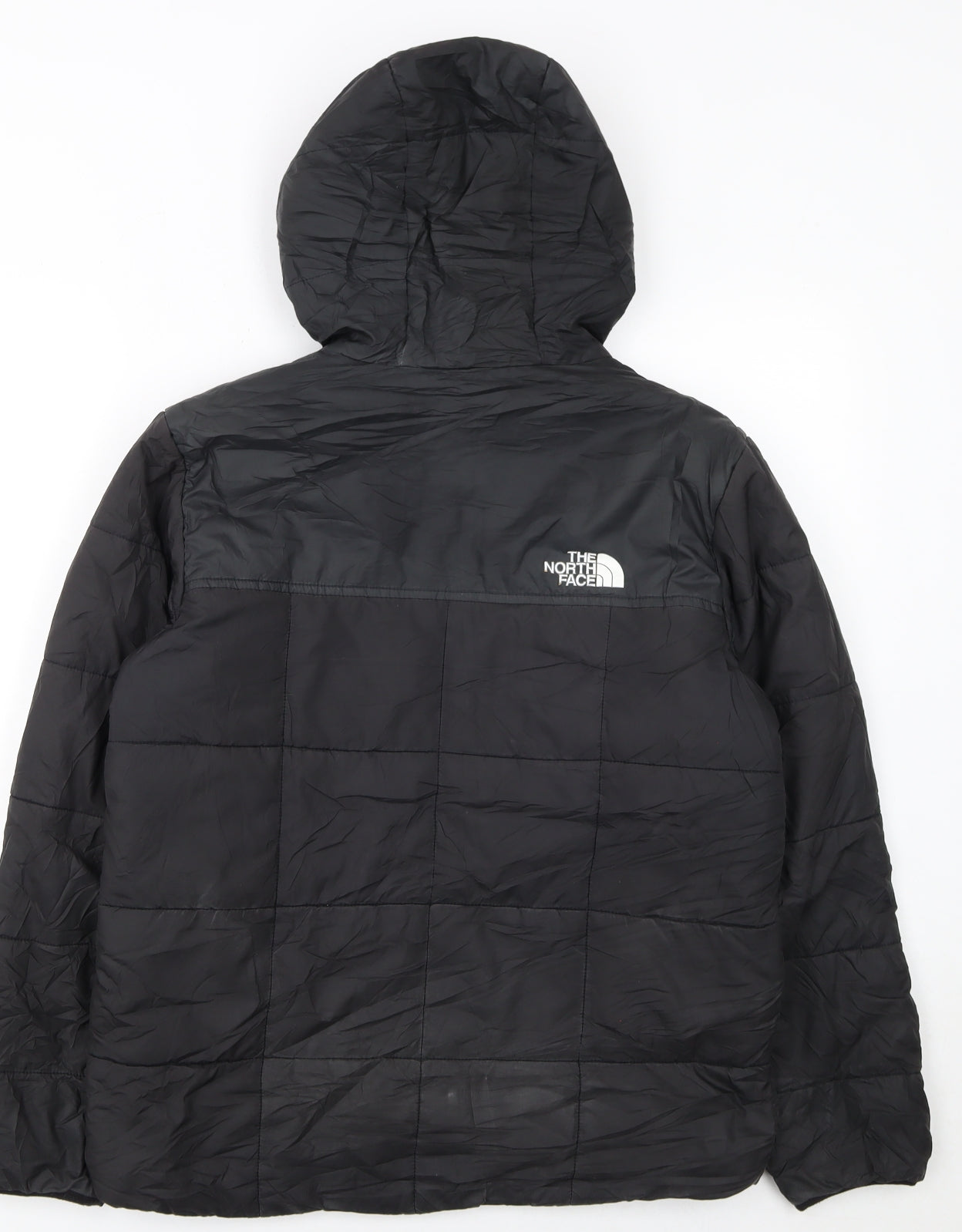 The North Face Boys Black Hooded Puffer Jacket Size L Polyester