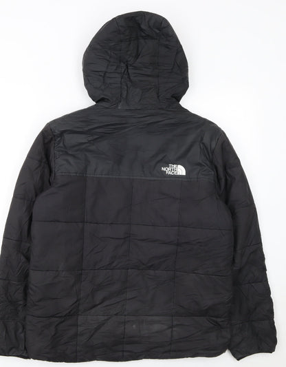 The North Face Boys Black Hooded Puffer Jacket Size L Polyester