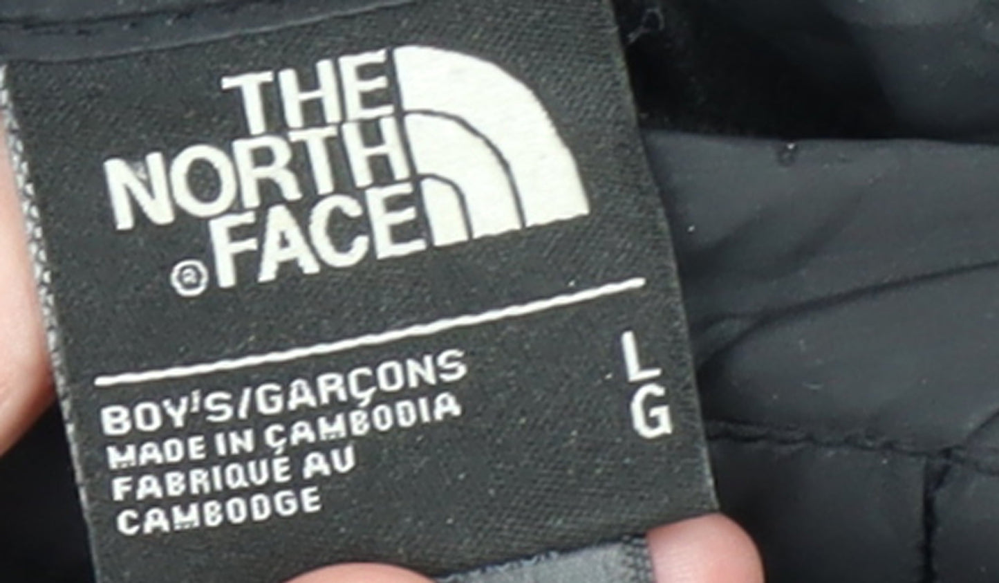 The North Face Boys Black Hooded Puffer Jacket Size L Polyester