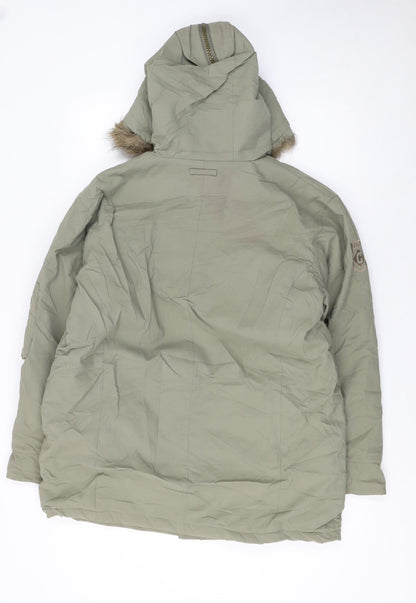 Celtic Boys Green Hooded Faux Fur Lined Parka Coat XL