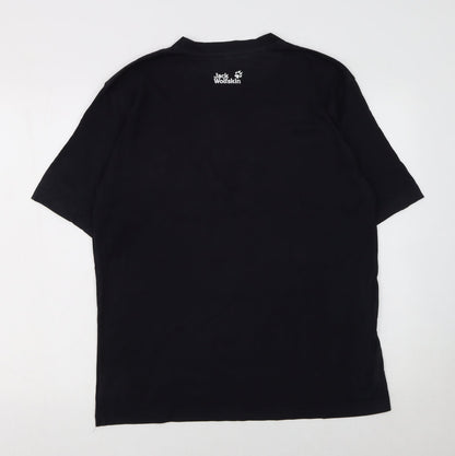 Jack Wolfskin Men’s Black Cotton Crew Neck Graphic T-Shirt Size M