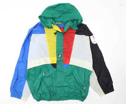 Womens UK Size L K-Way Multicoloured Windbreaker Coat