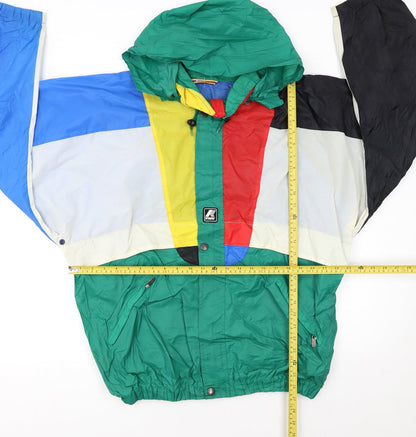 Womens UK Size L K-Way Multicoloured Windbreaker Coat
