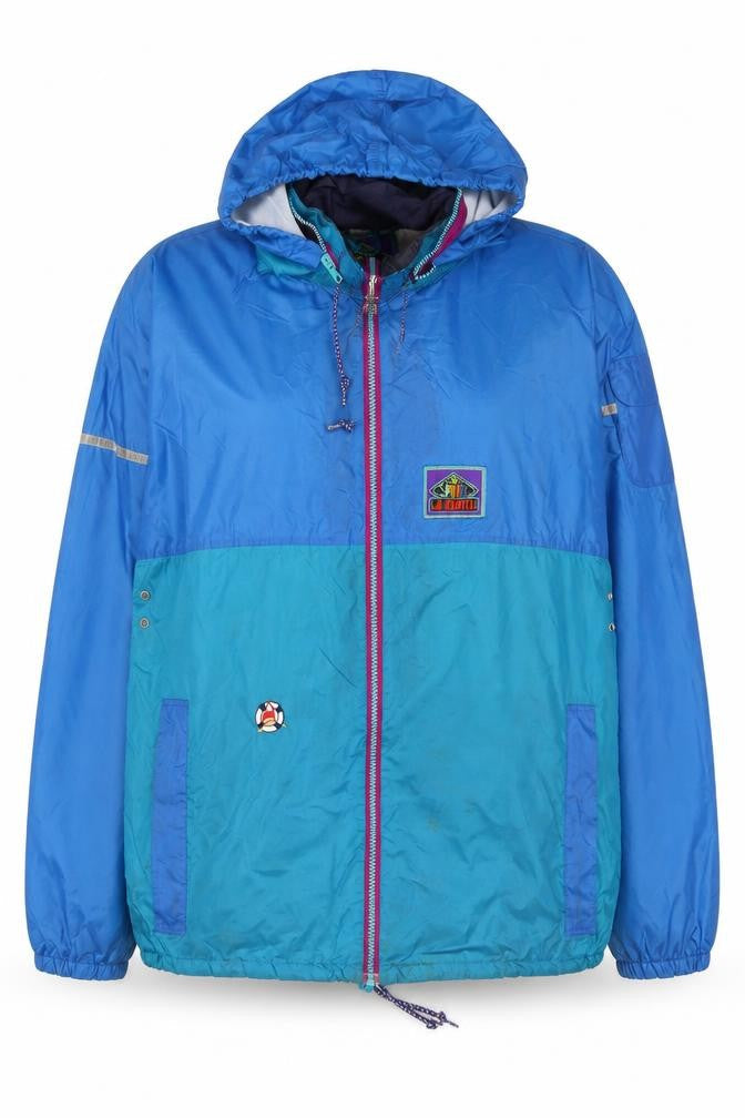 Jeantex Women's Blue Lightweight Hooded Windbreaker Jacket Size 16