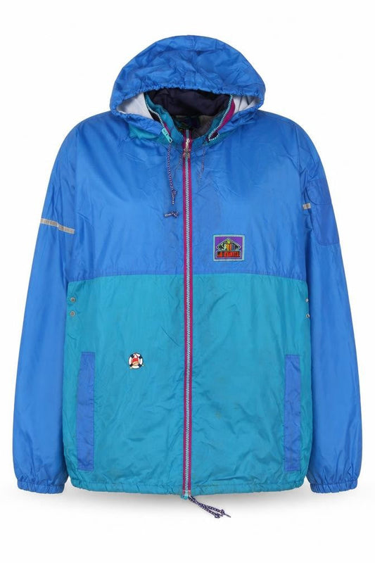 Jeantex Women's Blue Lightweight Hooded Windbreaker Jacket Size 16