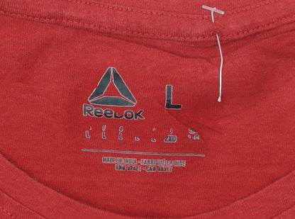 Reebok Men's Red Cotton Crew Neck Sports T-Shirt Size L
