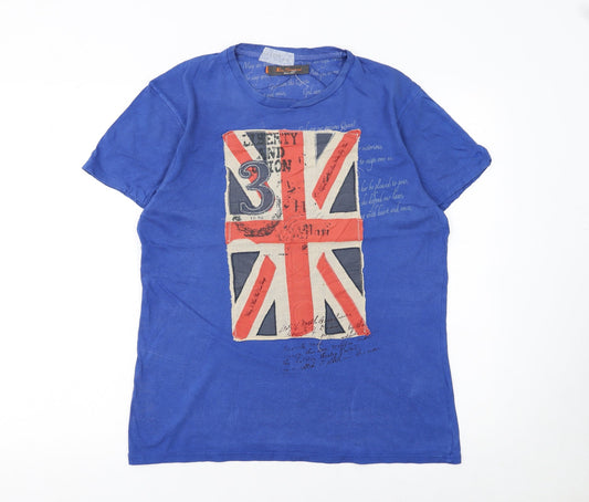 Ben Sherman Men's Blue Union Jack Graphic Cotton T-Shirt Size S