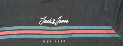 Jack & Jones Men's Black Small Crew Neck Graphic T-Shirt