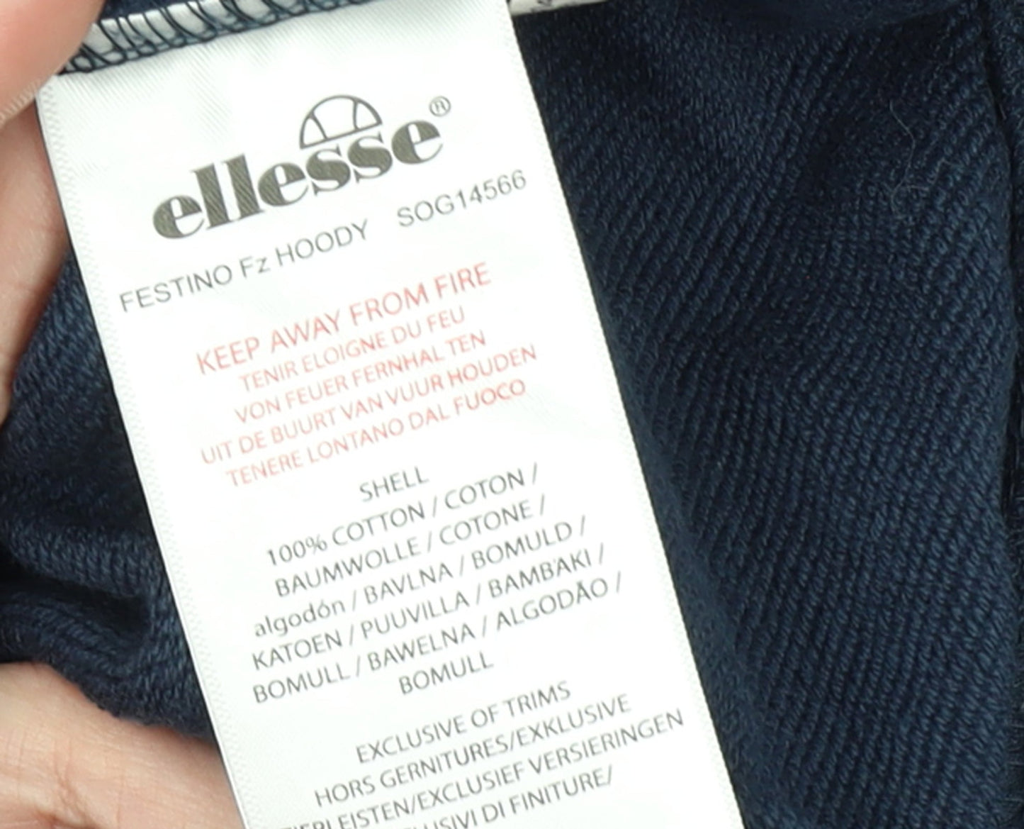 Mens UK Size M ellesse Blue Full Zip Hoodie