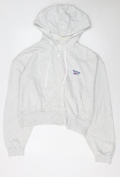 Womens UK Size L Reebok Grey Full Zip Hoodie