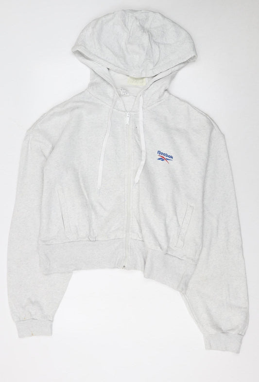 Womens UK Size L Reebok Grey Full Zip Hoodie