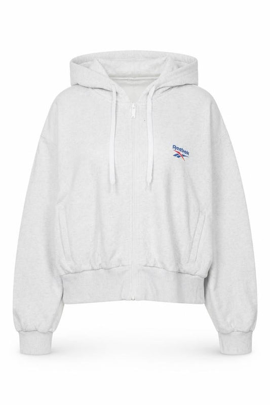 Womens UK Size L Reebok Grey Full Zip Hoodie