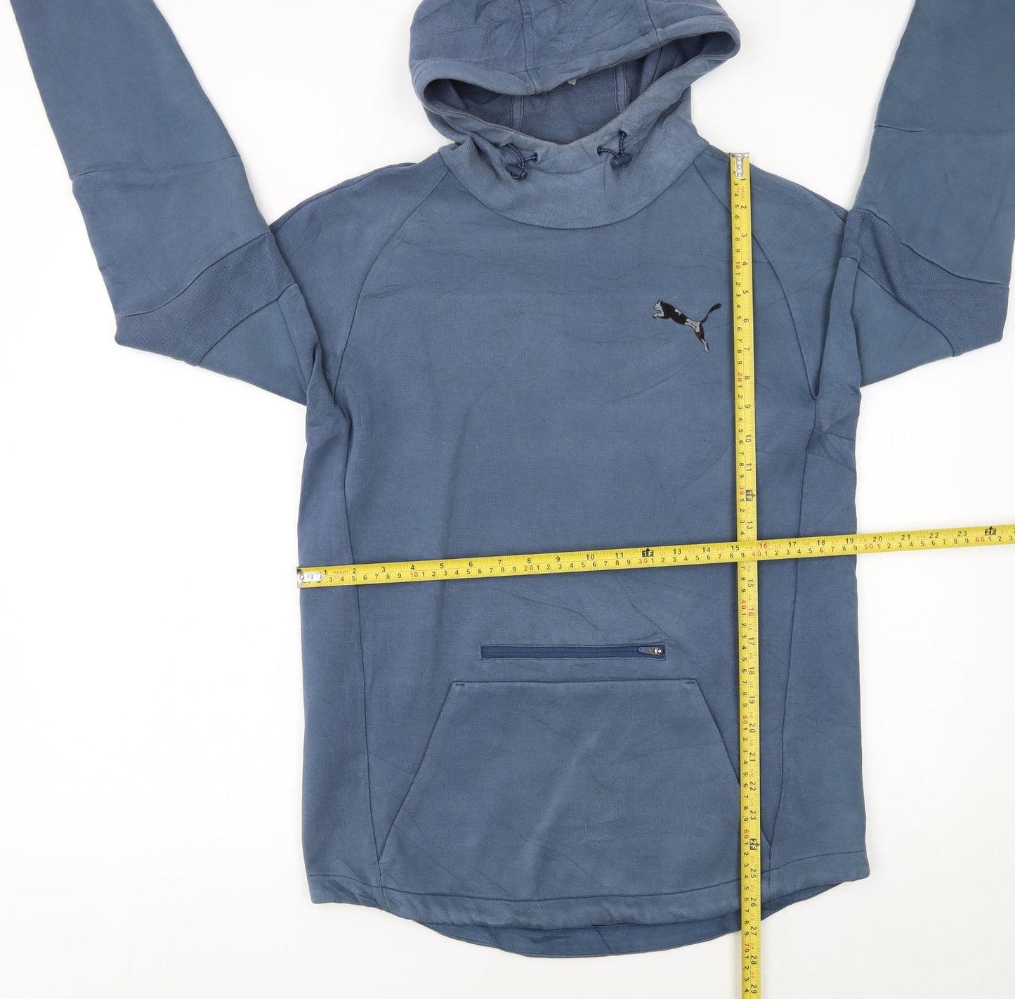 Mens UK Size M PUMA Blue Pullover Hoodie