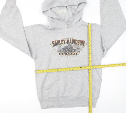 Harley-Davidson Boys Grey Hoodie L 14-16 Classic Pullover Motorcycle Print