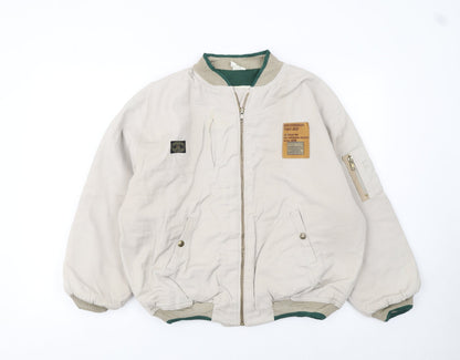 Tony Boy Boys Beige 14 Years Cotton Retro Zip Jacket