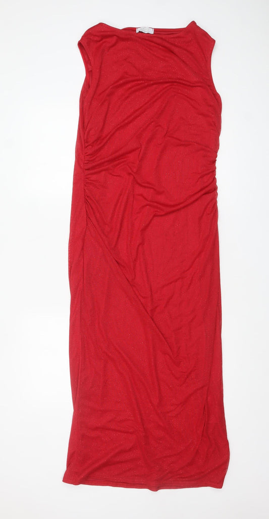 Quiz Women’s Red Midi Glitter Bodycon Dress Size 18