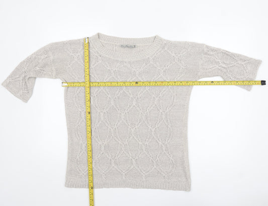 Womens UK Size 8 Zara Beige Pullover Jumper