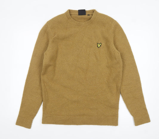 Lyle & Scott Men's Brown Wool Blend Crew Neck Jumper Size M