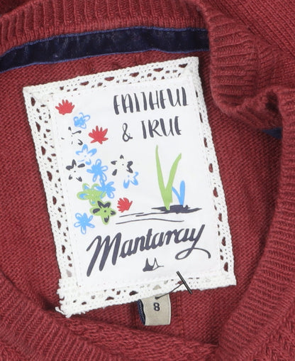 Mantaray Women's Red Knit Button Back Cardigan Size 8