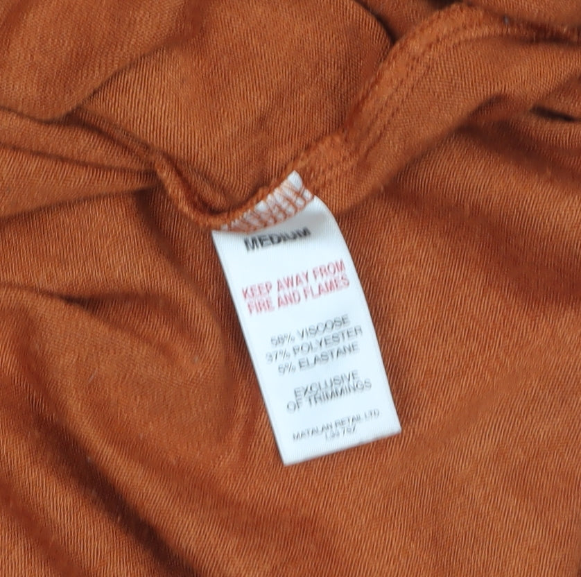 Papaya Women Orange 3/4 Sleeve Basic Stretch T-Shirt M