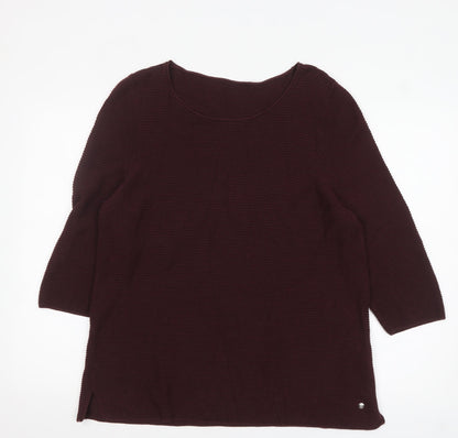 Monari Women's Brown 3/4 Sleeve Cotton Blend Pullover Jumper Size 18