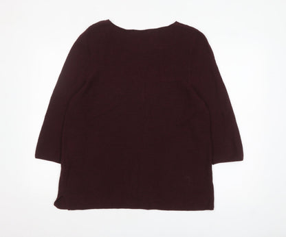 Monari Women's Brown 3/4 Sleeve Cotton Blend Pullover Jumper Size 18