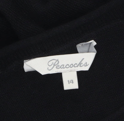 Peacocks Womens Black Size 14 Long Sleeve Pullover Jumper