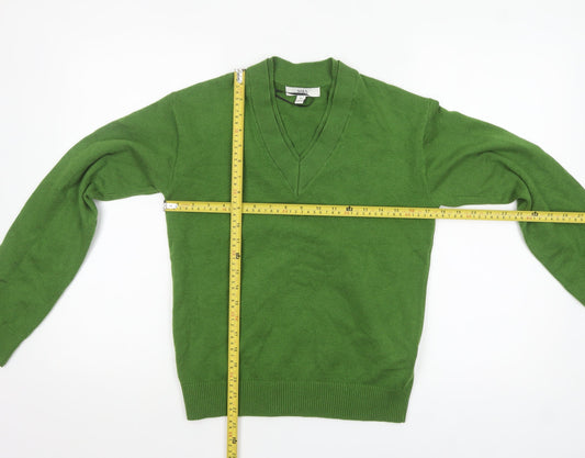 Marks and Spencer Women Green V-Neck Knit Jumper XS