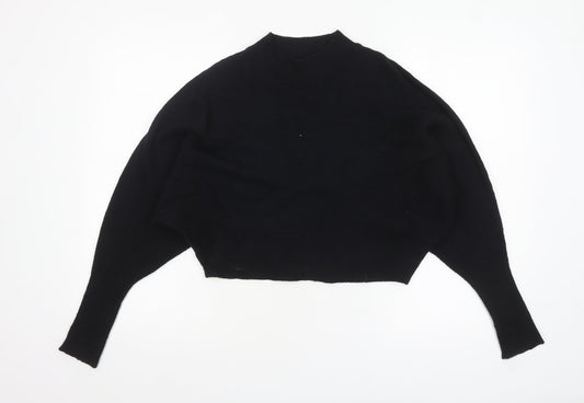 ZARA Women’s Black Mock Neck Dolman Sleeve Knit Jumper Size 10