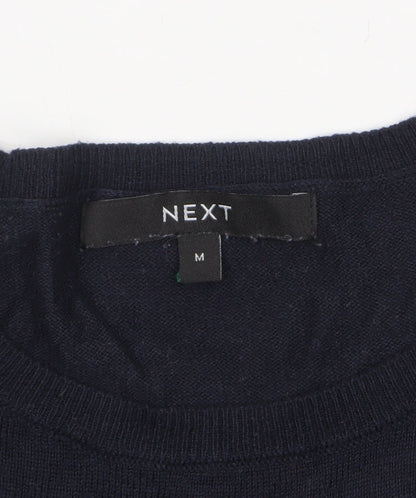 NEXT Women Blue Polka Dot Wool Blend Crew Neck Jumper M