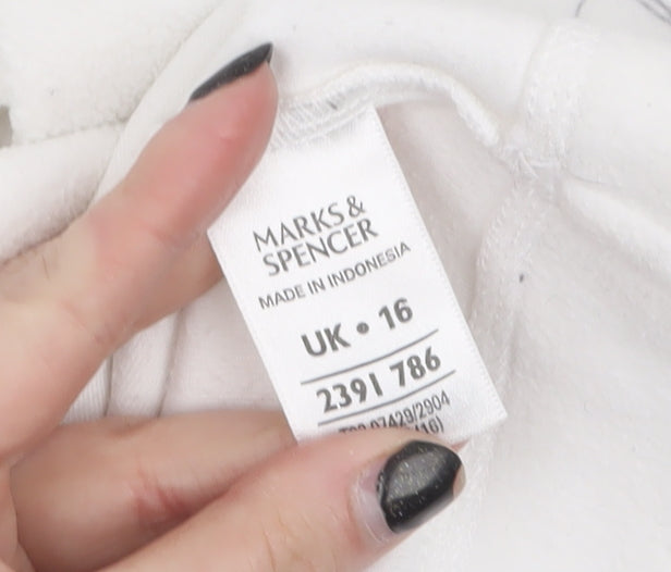Womens UK Size 16 Marks and Spencer White Pullover Sweatshirt