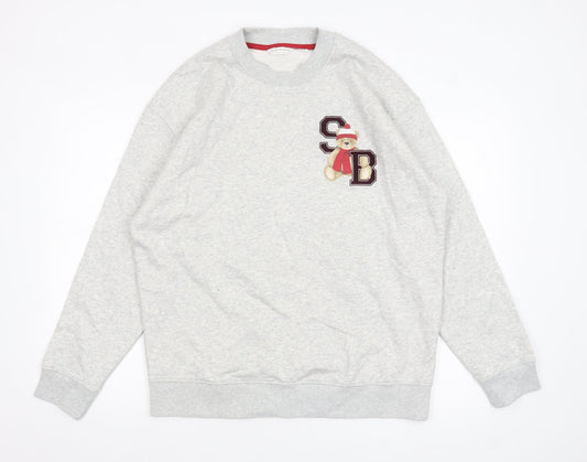Mens UK Size M Marks and Spencer Grey Pullover Sweatshirt