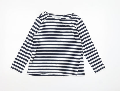 Craghoppers Women's Blue Striped Long Sleeve Cotton Boat Neck Top Size 10