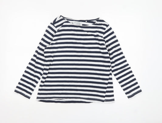 Craghoppers Women's Blue Striped Long Sleeve Cotton Boat Neck Top Size 10