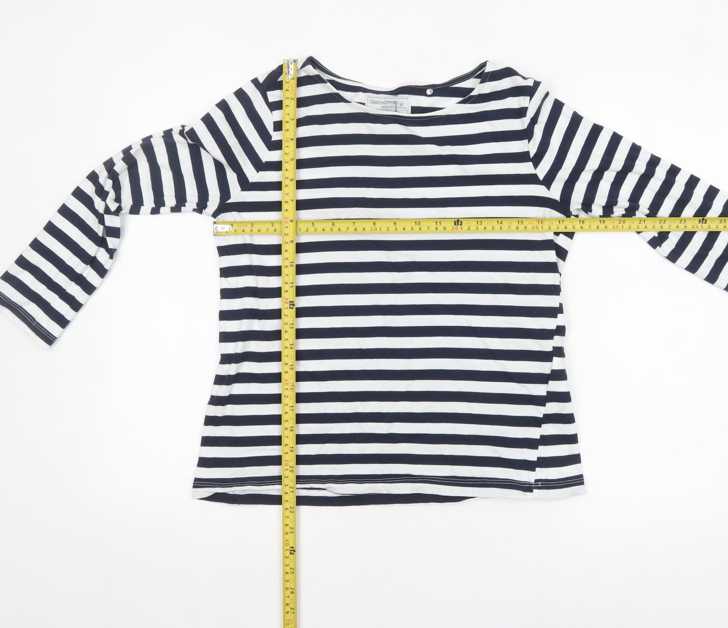 Craghoppers Women's Blue Striped Long Sleeve Cotton Boat Neck Top Size 10
