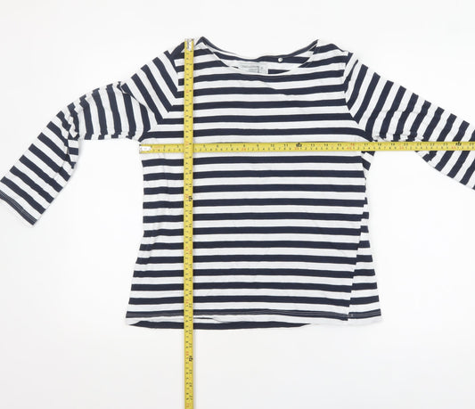 Craghoppers Women's Blue Striped Long Sleeve Cotton Boat Neck Top Size 10