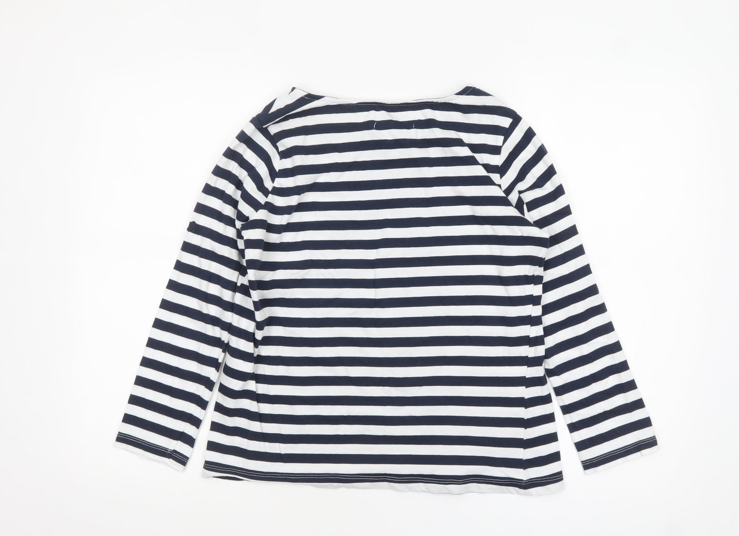 Craghoppers Women's Blue Striped Long Sleeve Cotton Boat Neck Top Size 10