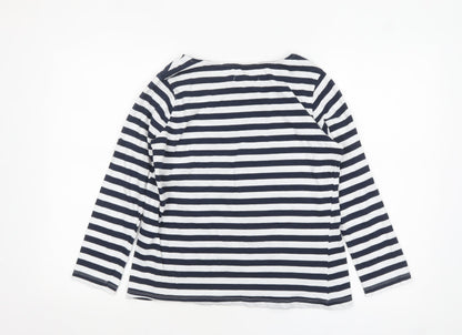 Craghoppers Women's Blue Striped Long Sleeve Cotton Boat Neck Top Size 10