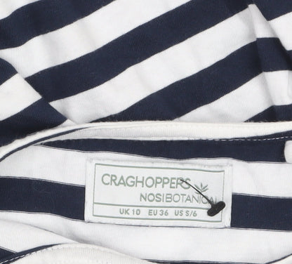 Craghoppers Women's Blue Striped Long Sleeve Cotton Boat Neck Top Size 10