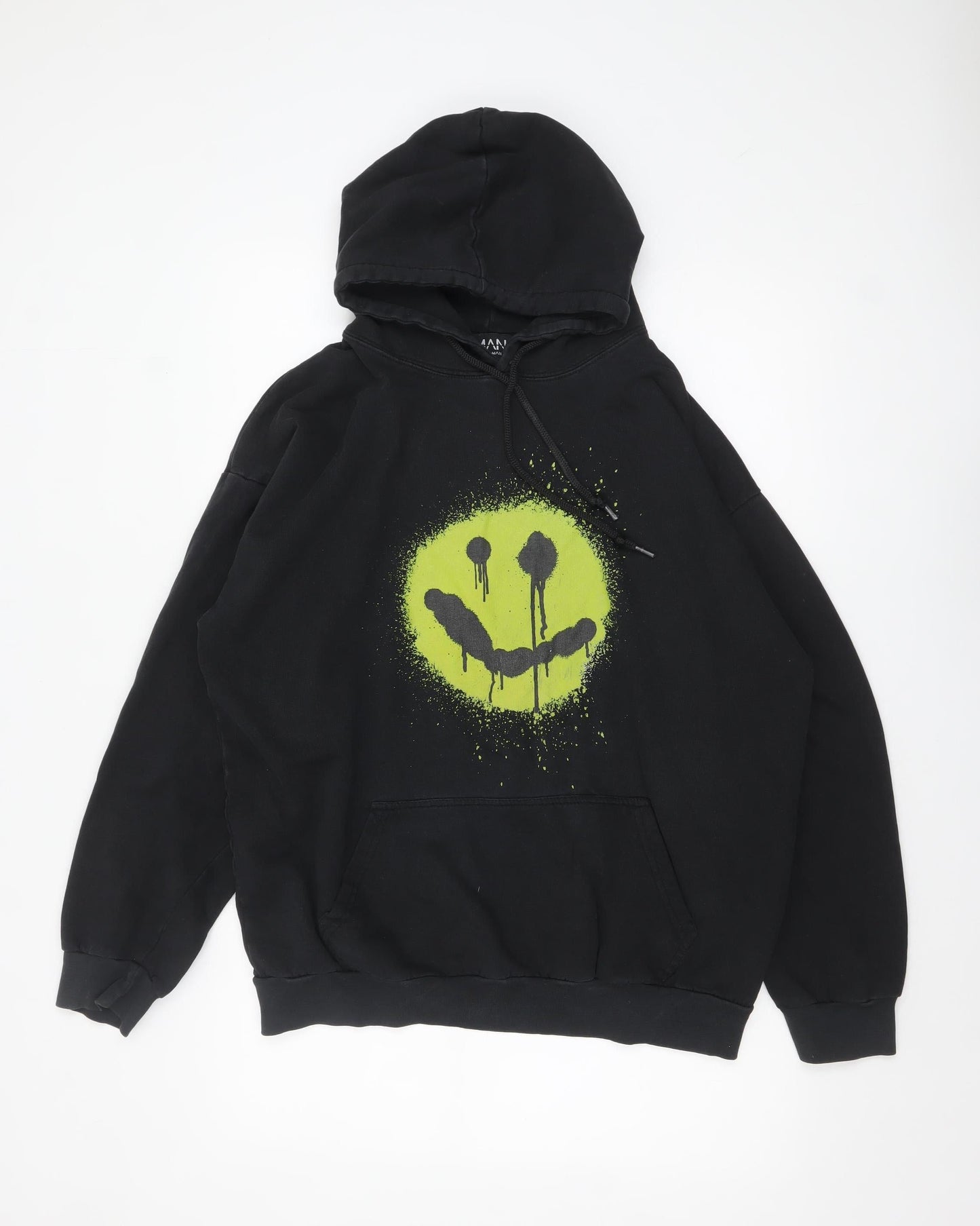Mens UK Size M boohooMAN Black Pullover Hoodie
