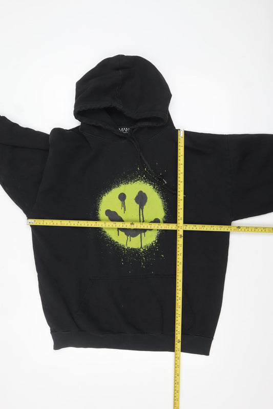 Mens UK Size M boohooMAN Black Pullover Hoodie